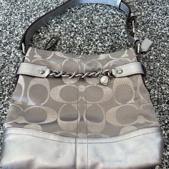 Coach Silver and Gray Shoulder Bag - Picture 1 of 7